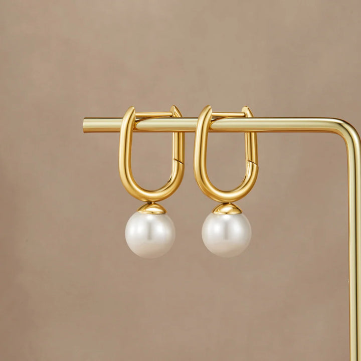 FAY PEARL HOOP EARRINGS | GOLD