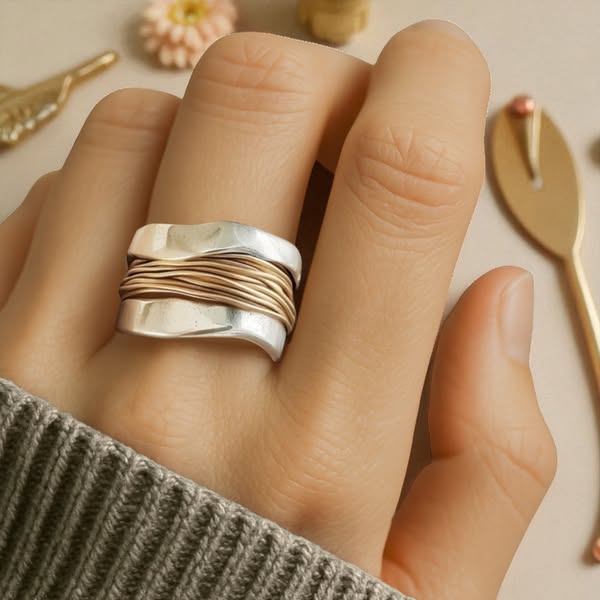 MIRA THREADS RING | GOLD SILVER