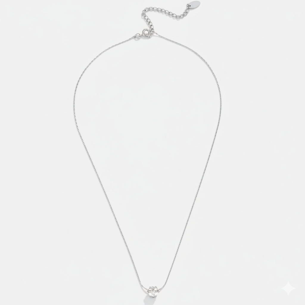 TESS CRYSTAL NECKLACE | WHITE GOLD