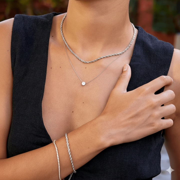 TESS CRYSTAL NECKLACE | WHITE GOLD