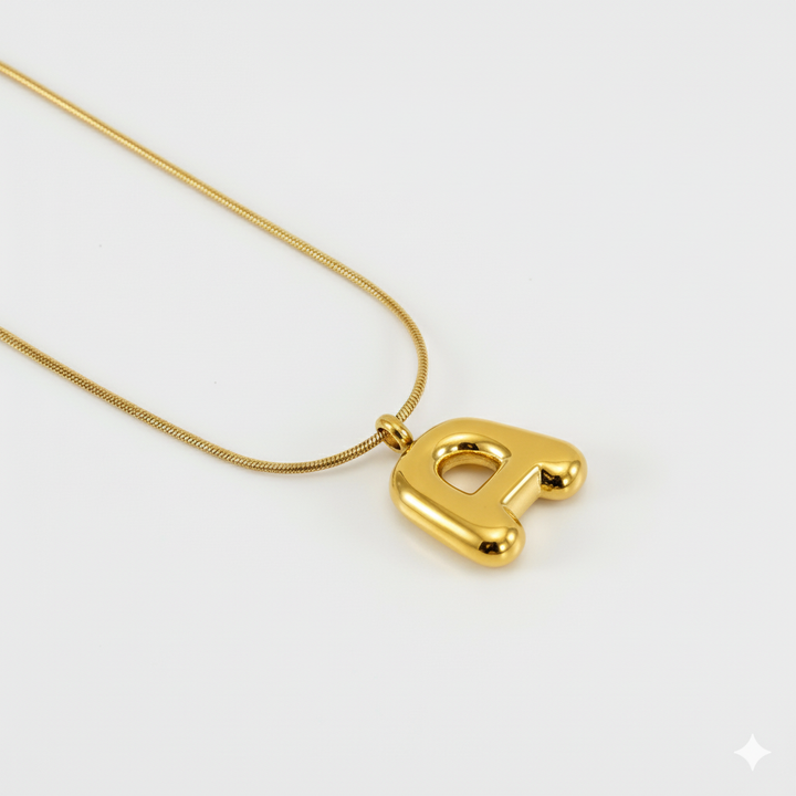 BUBBLE LETTER NECKLACE | GOLD