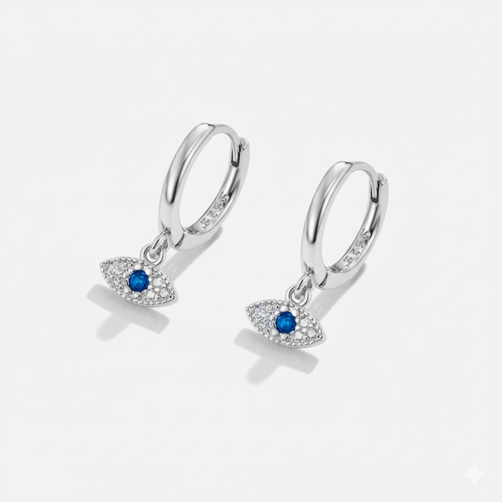 BLUE EYE EARRINGS | WHITE GOLD