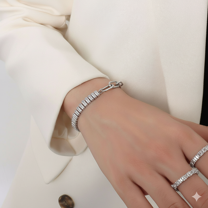MIA BAGUETTE BRACELET | WHITE GOLD