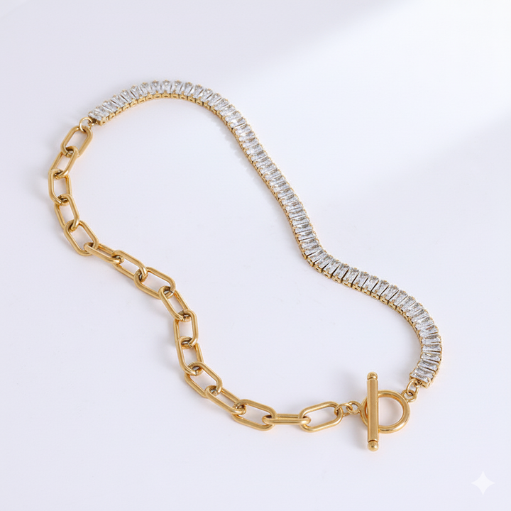MIA BAGUETTE NECKLACE | WHITE GOLD