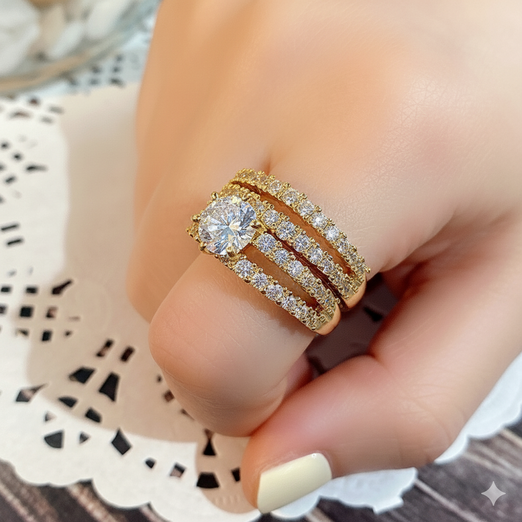 RACHEL DIAMOND RINGS SET | WHITE GOLD