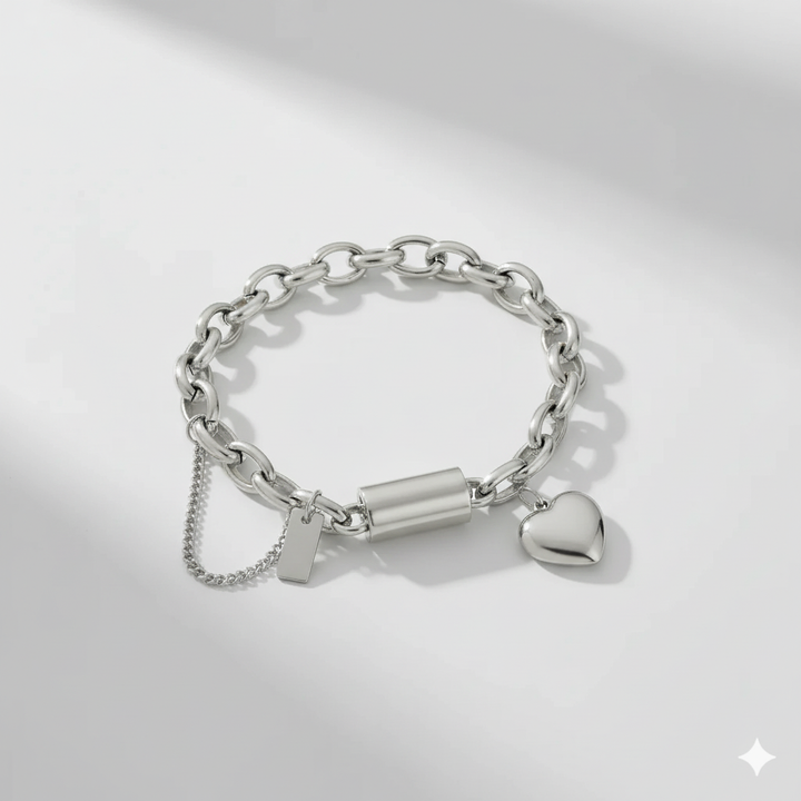 BELLA BRACELET WITH HEART | WHITE GOLD