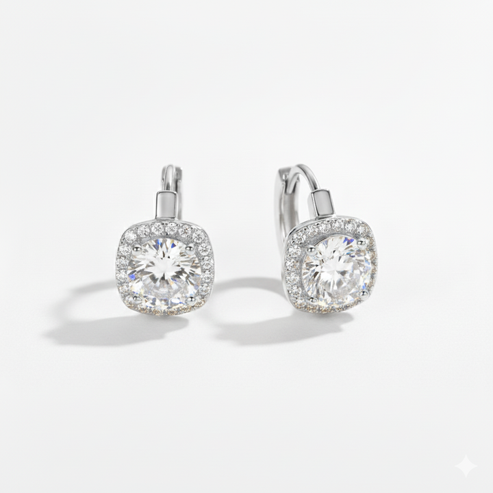 KELSEY SQUARE EARRINGS | WHITE GOLD