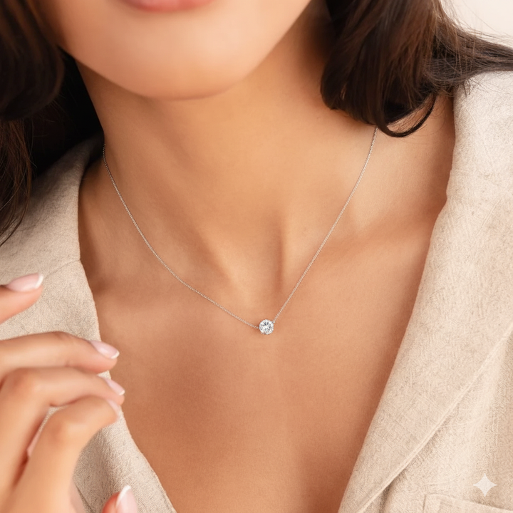 TESS CRYSTAL NECKLACE | WHITE GOLD