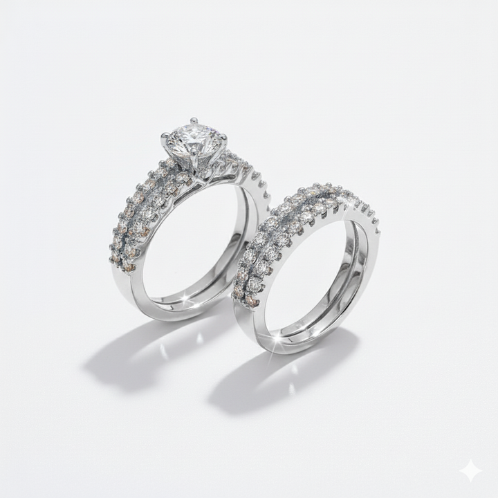 RACHEL DIAMOND RINGS SET | WHITE GOLD