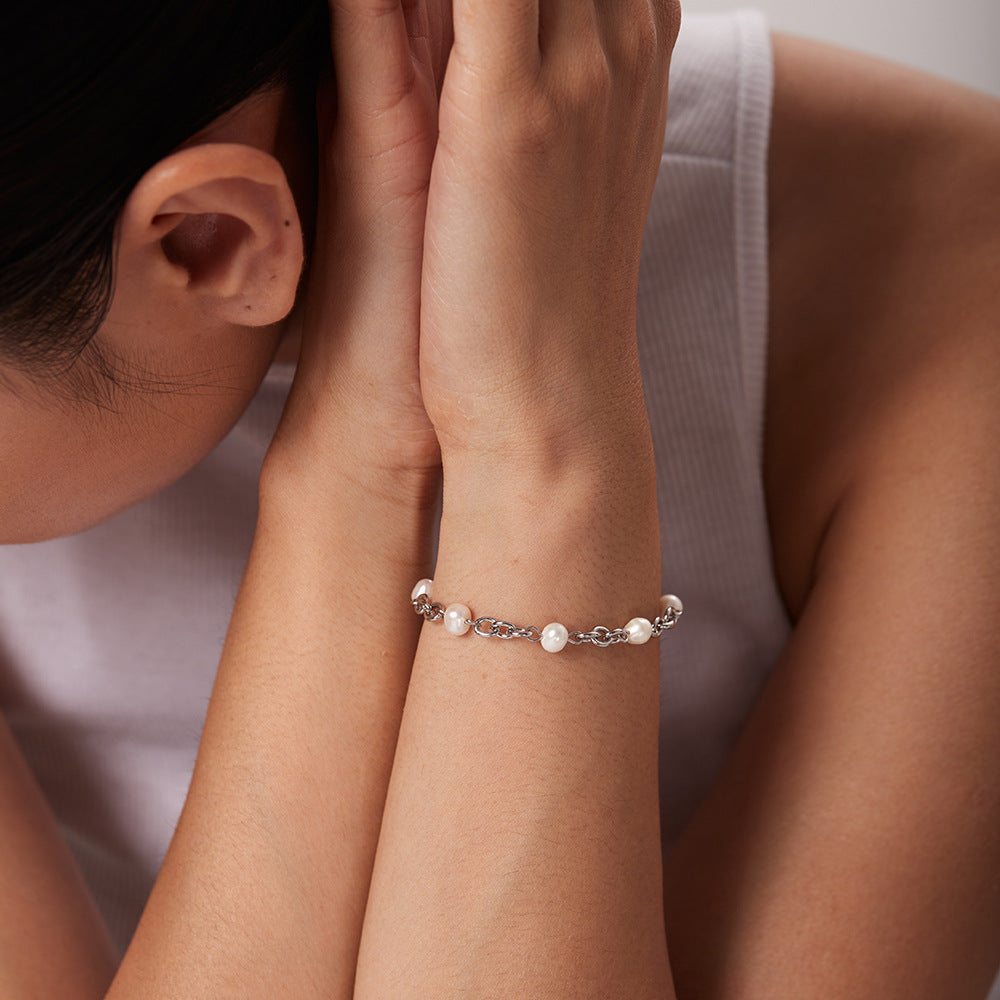 NOURA PEARL BRACELET | WHITE GOLD
