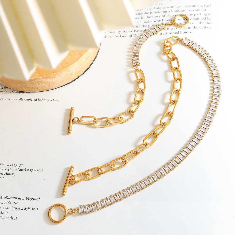 MIA BAGUETTE NECKLACE | WHITE GOLD