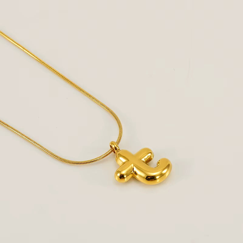BUBBLE LETTER NECKLACE | GOLD