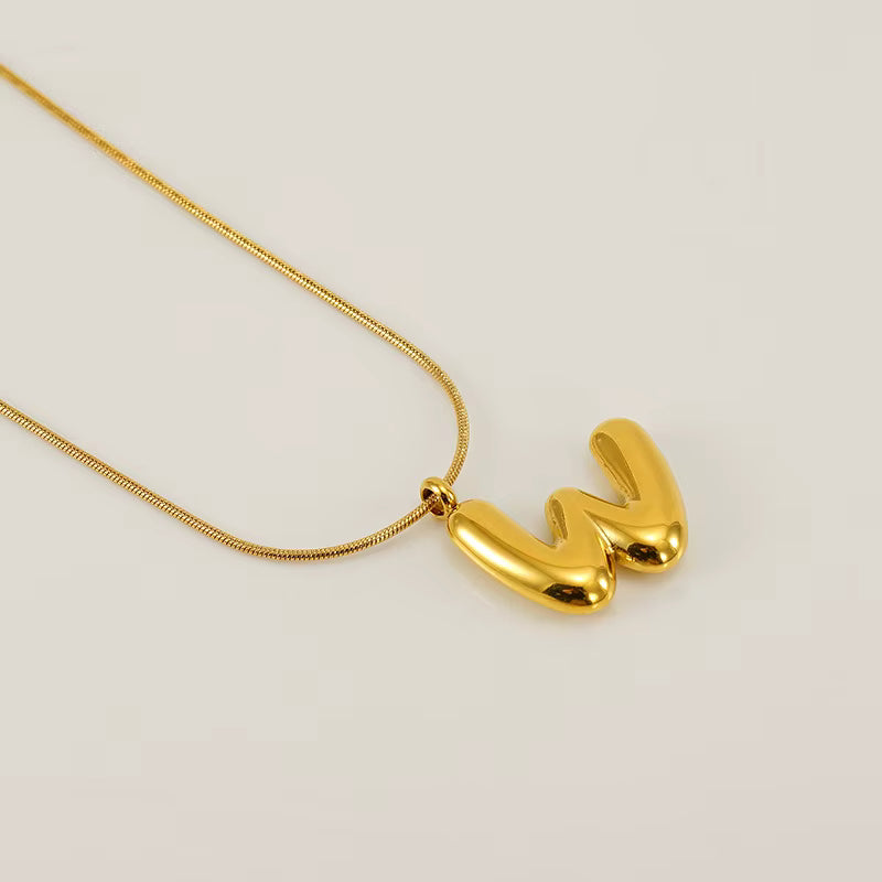 BUBBLE LETTER NECKLACE | GOLD