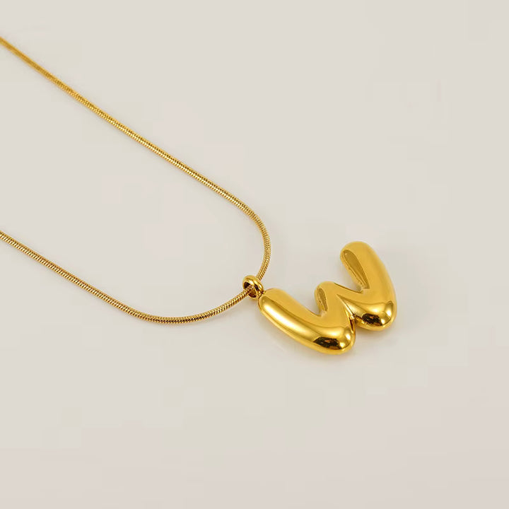 BUBBLE LETTER NECKLACE | GOLD