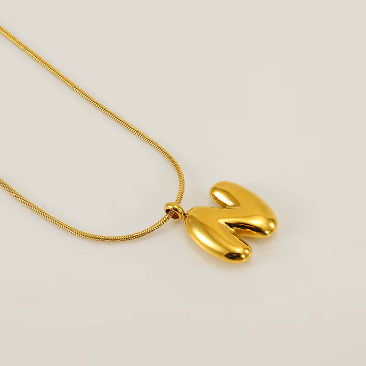 BUBBLE LETTER NECKLACE | GOLD