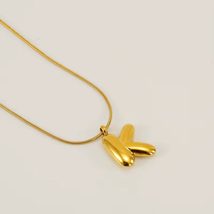 BUBBLE LETTER NECKLACE | GOLD