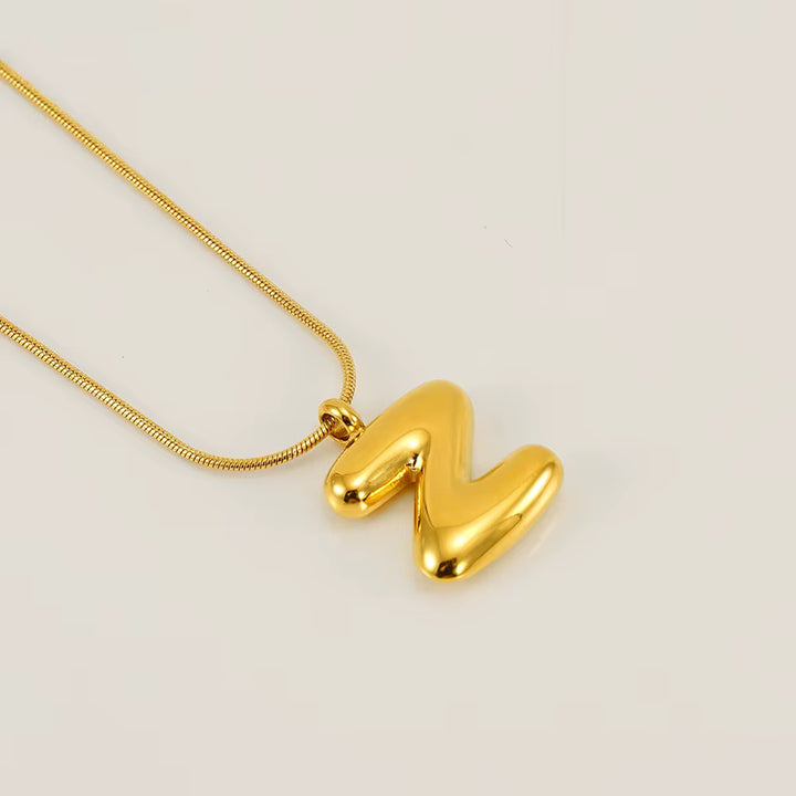 BUBBLE LETTER NECKLACE | GOLD