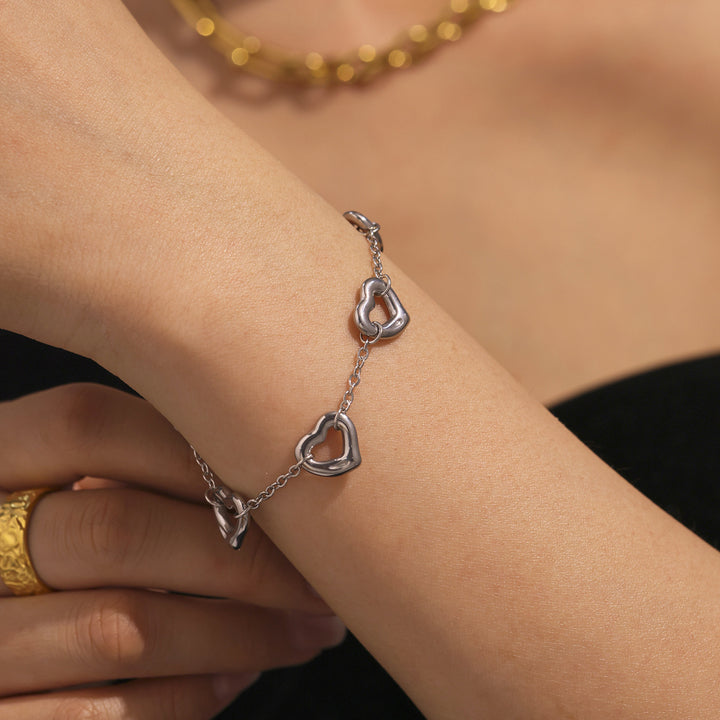 FIVE HEARTS BRACELET | WHITE GOLD