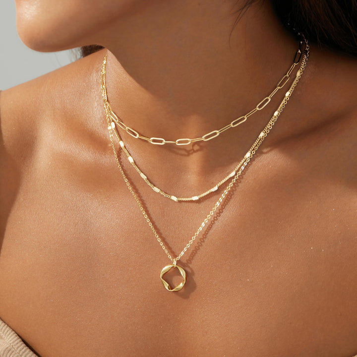 CIRCLE TRIPLE NECKLACE | GOLD
