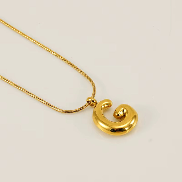 BUBBLE LETTER NECKLACE | GOLD