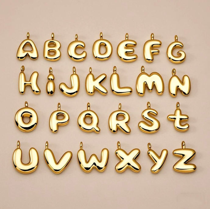 BUBBLE LETTER NECKLACE | GOLD