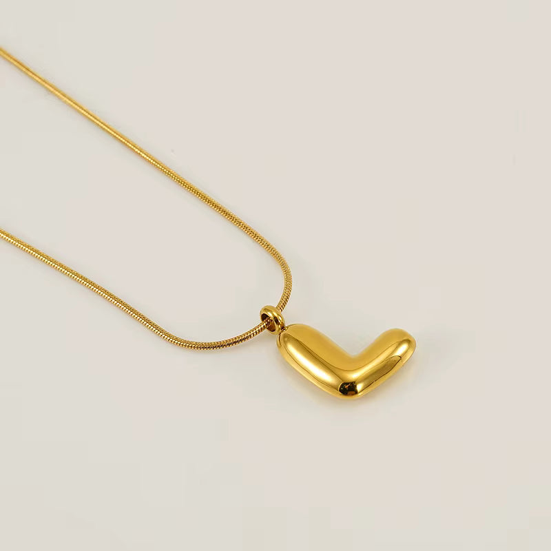 BUBBLE LETTER NECKLACE | GOLD