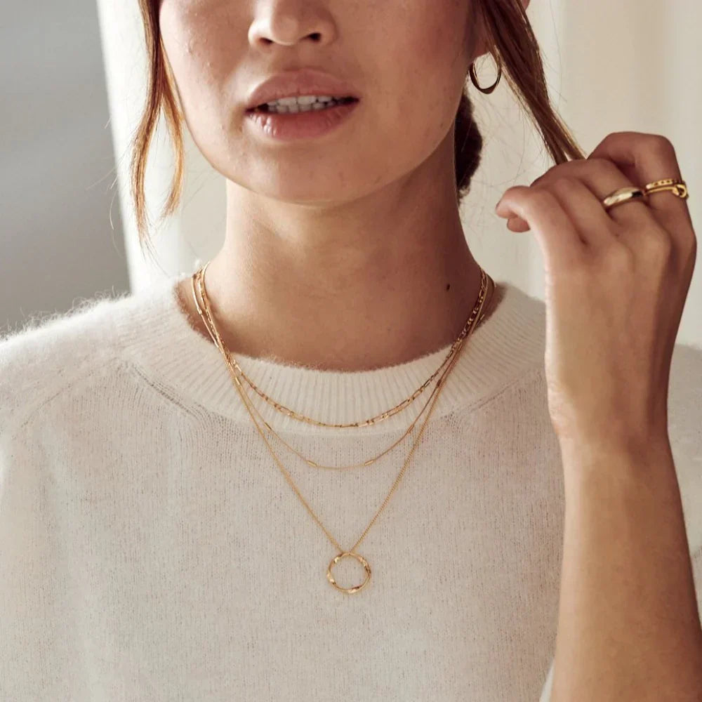 CIRCLE TRIPLE NECKLACE | GOLD