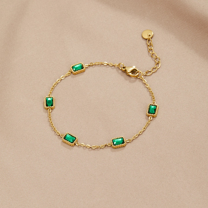 CHARM EMERALD BRACELET | GOLD