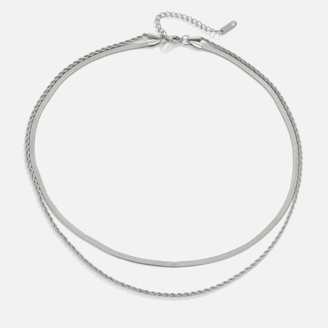 ZARA LAYERED NECKLACE | WHITE GOLD