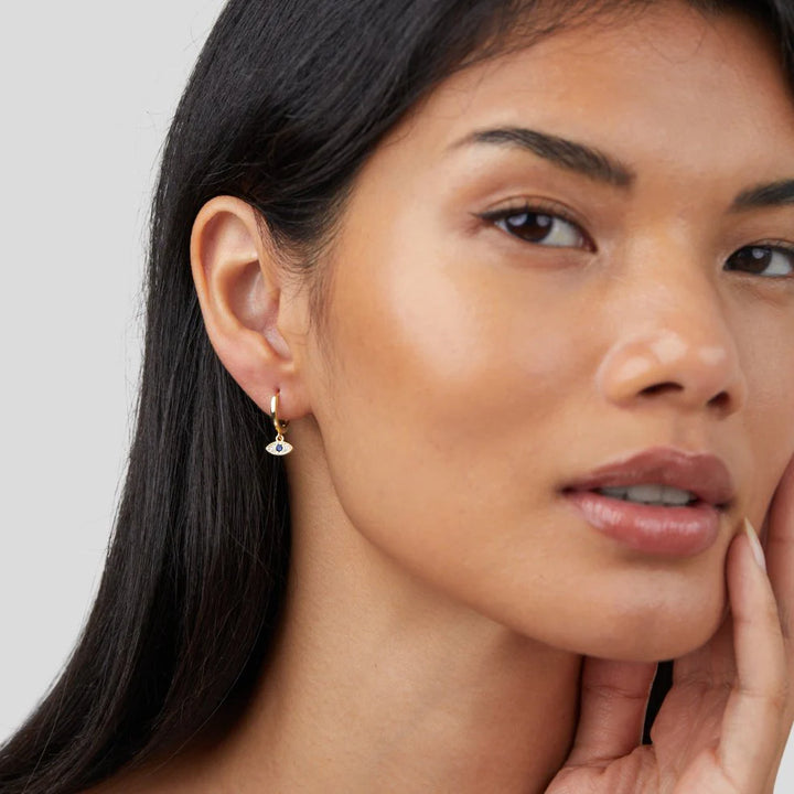 BLUE EYE EARRINGS | WHITE GOLD