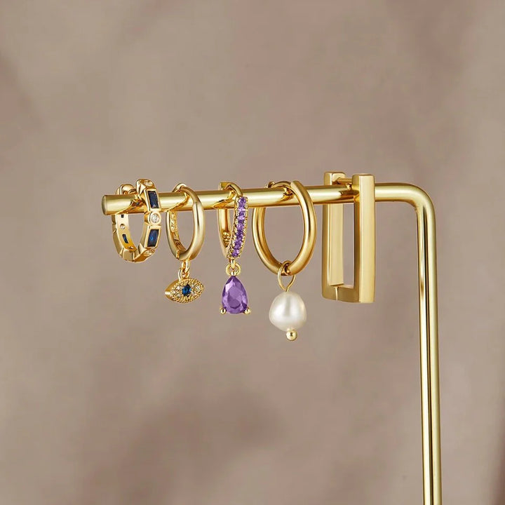 BLUE EYE EARRINGS | WHITE GOLD