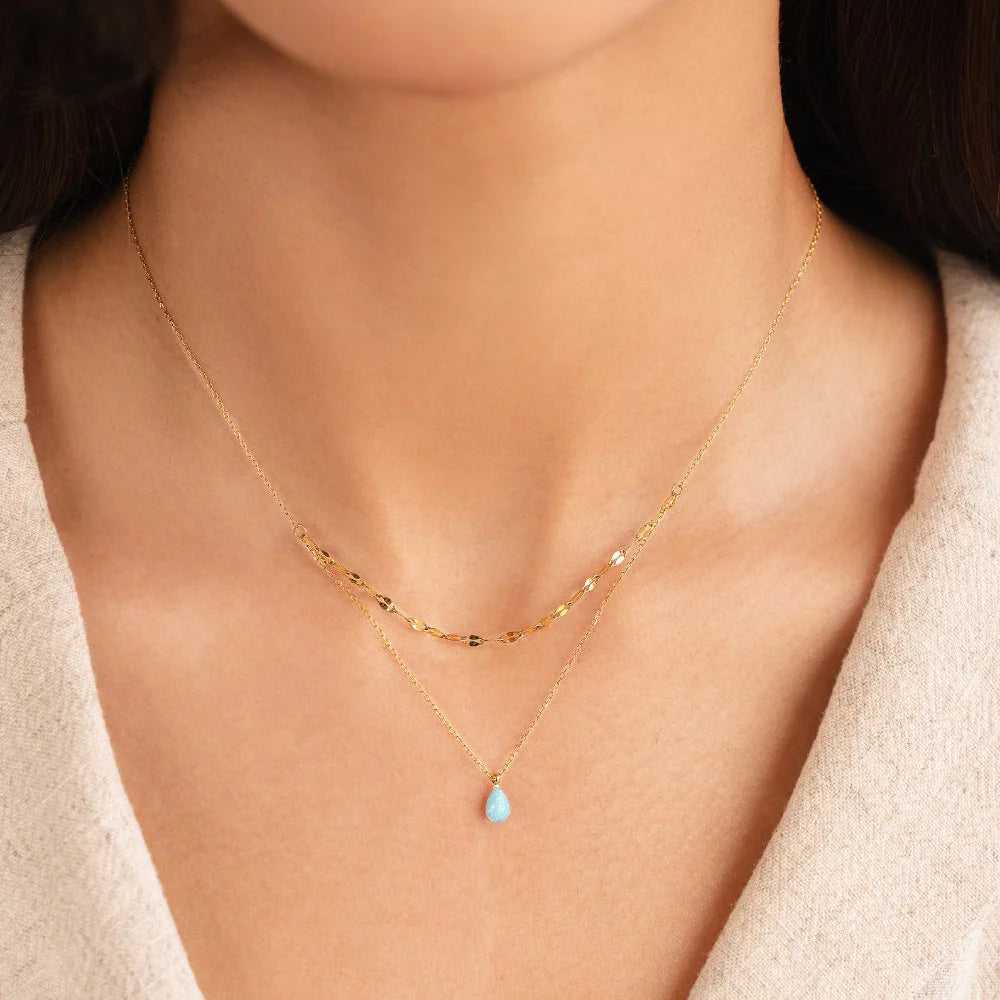 TURQUOISE GEMSTONE NECKLACE | GOLD