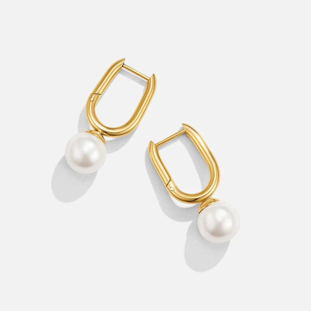 FAY PEARL HOOP EARRINGS | GOLD