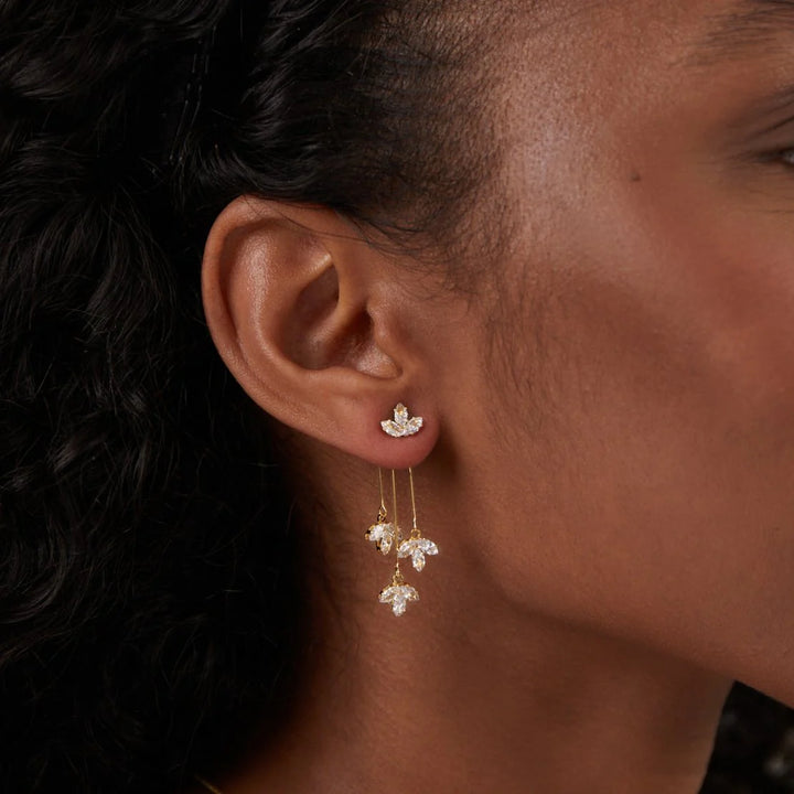 CRYSTAL WATERFALL EARRINGS | GOLD