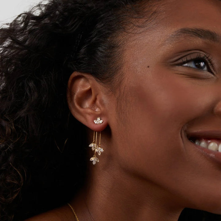 CRYSTAL WATERFALL EARRINGS | GOLD