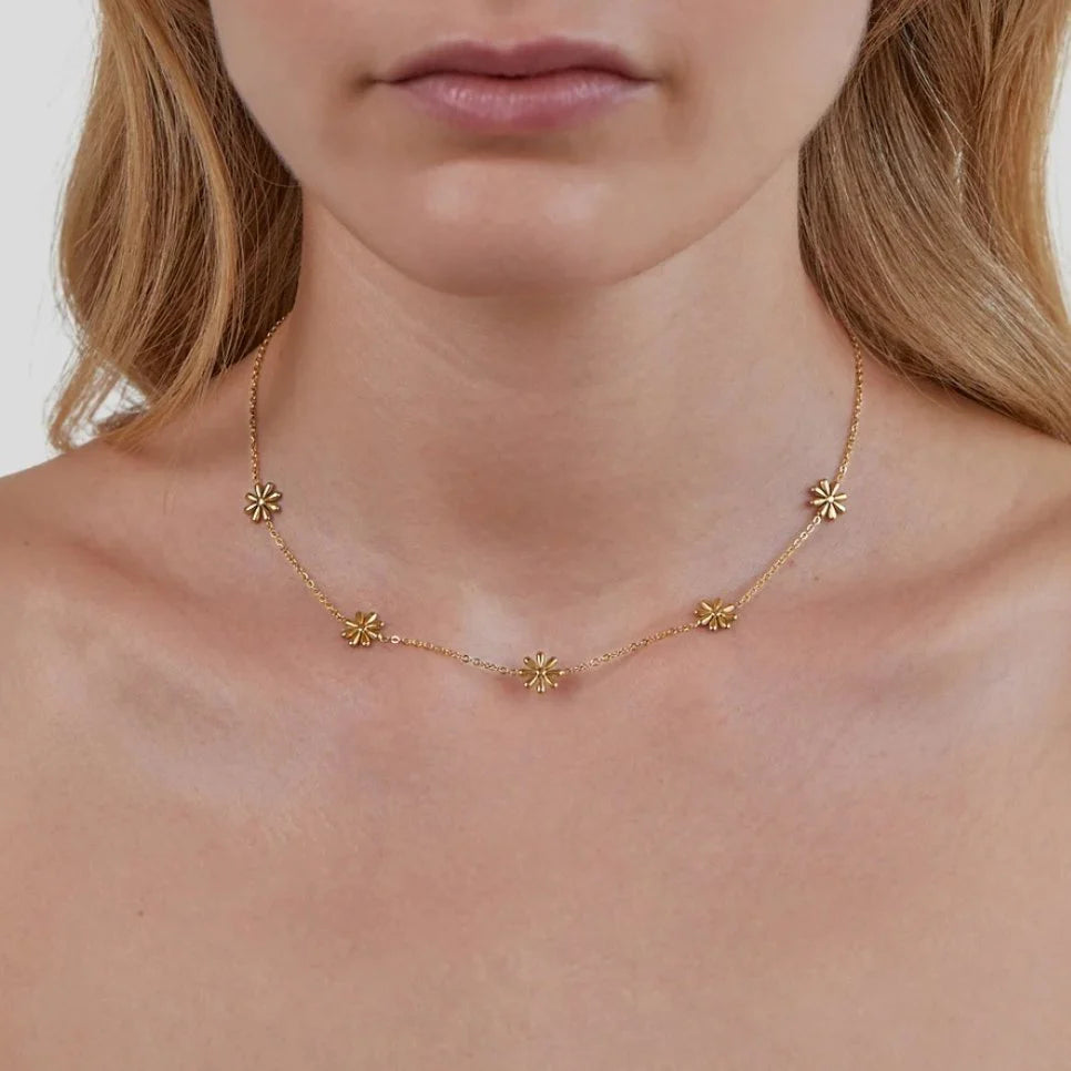 MULTI FLOWER NECKLACE | GOLD