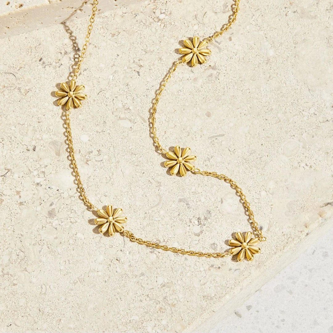 MULTI FLOWER NECKLACE | GOLD
