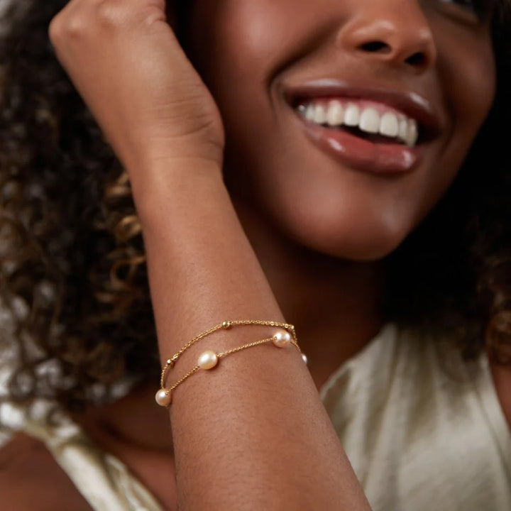 GINA MULTI PEARLS BRACELET | GOLD