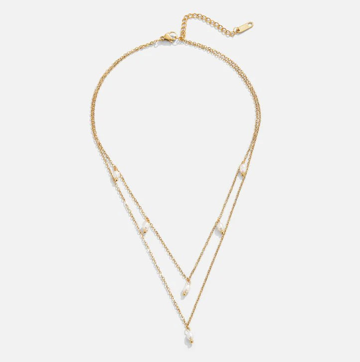 LAYERED PEARL NECKLACE | GOLD