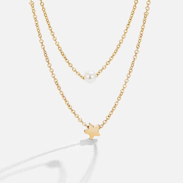 STAR & PEARL NECKLACE | GOLD