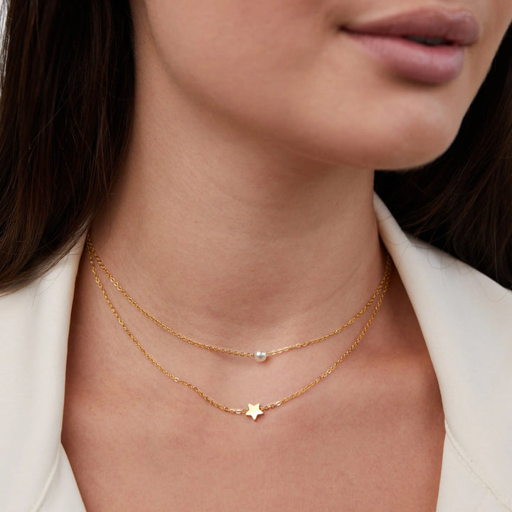 STAR & PEARL NECKLACE | GOLD