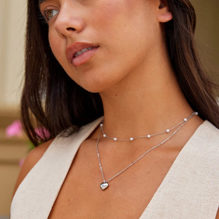 HEART CHARM NECKLACE | WHITE GOLD