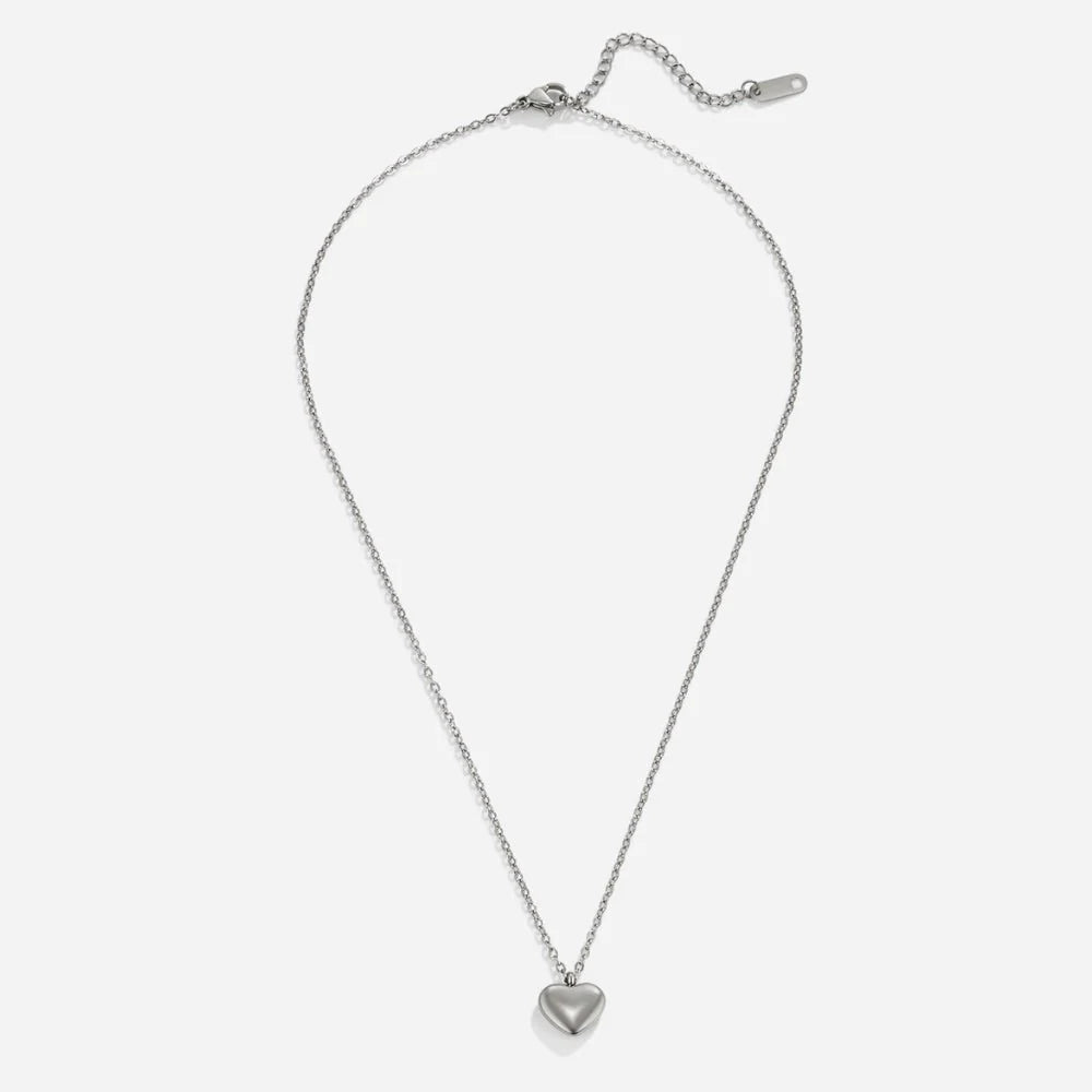 HEART CHARM NECKLACE | WHITE GOLD