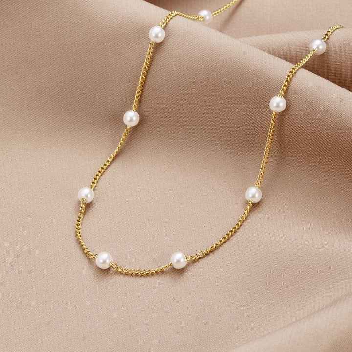 PEARLS CHOKER NECKLACE | GOLD