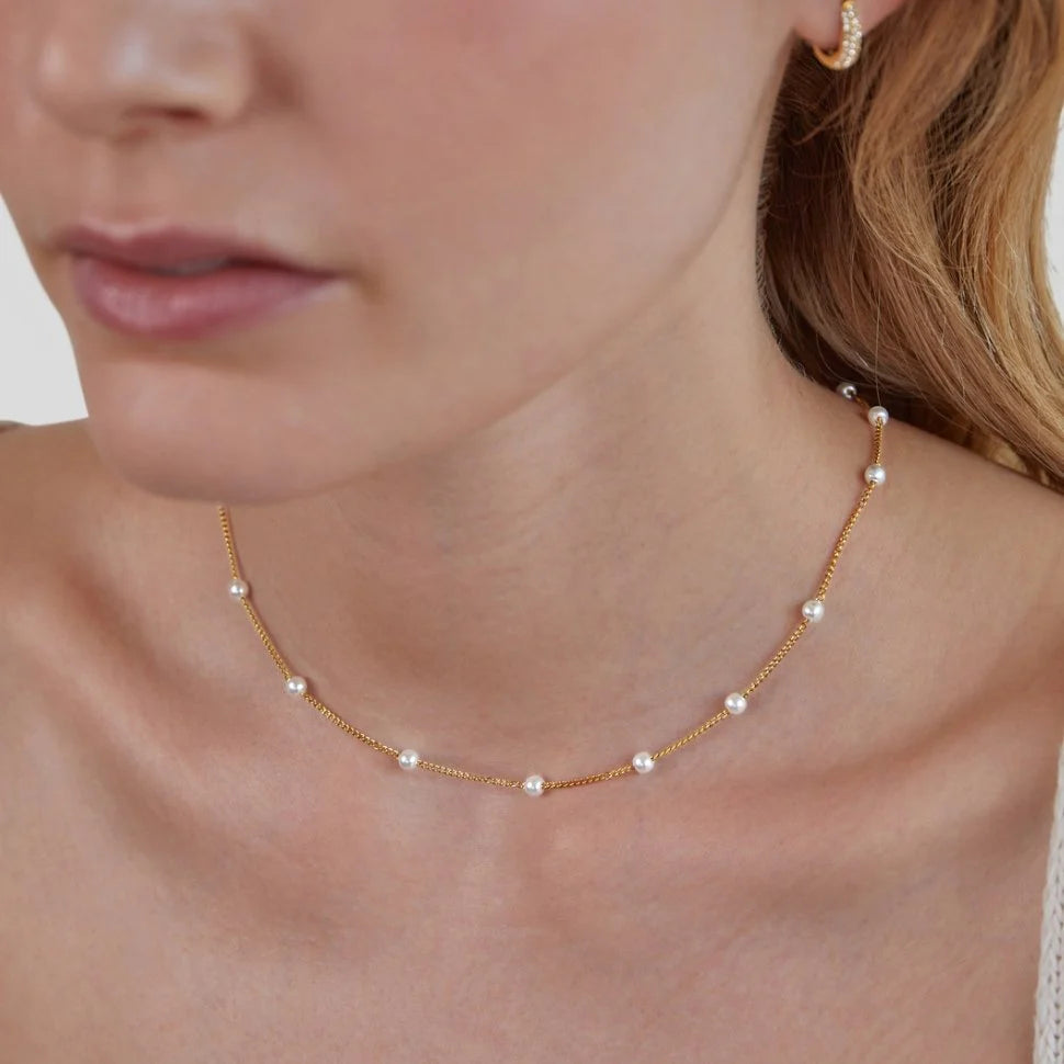 PEARLS CHOKER NECKLACE | GOLD