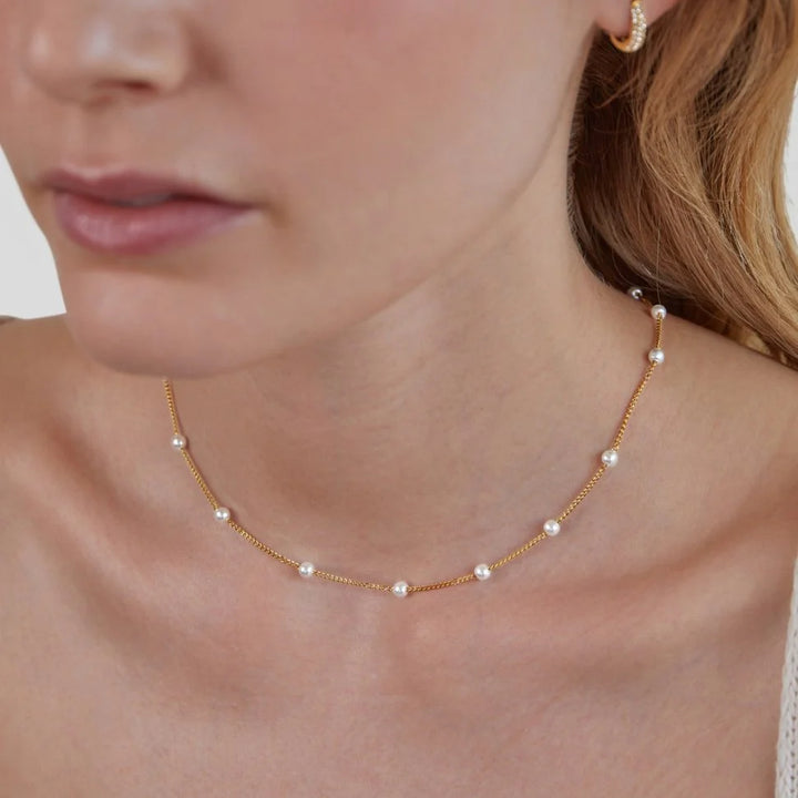 PEARLS CHOKER NECKLACE | GOLD