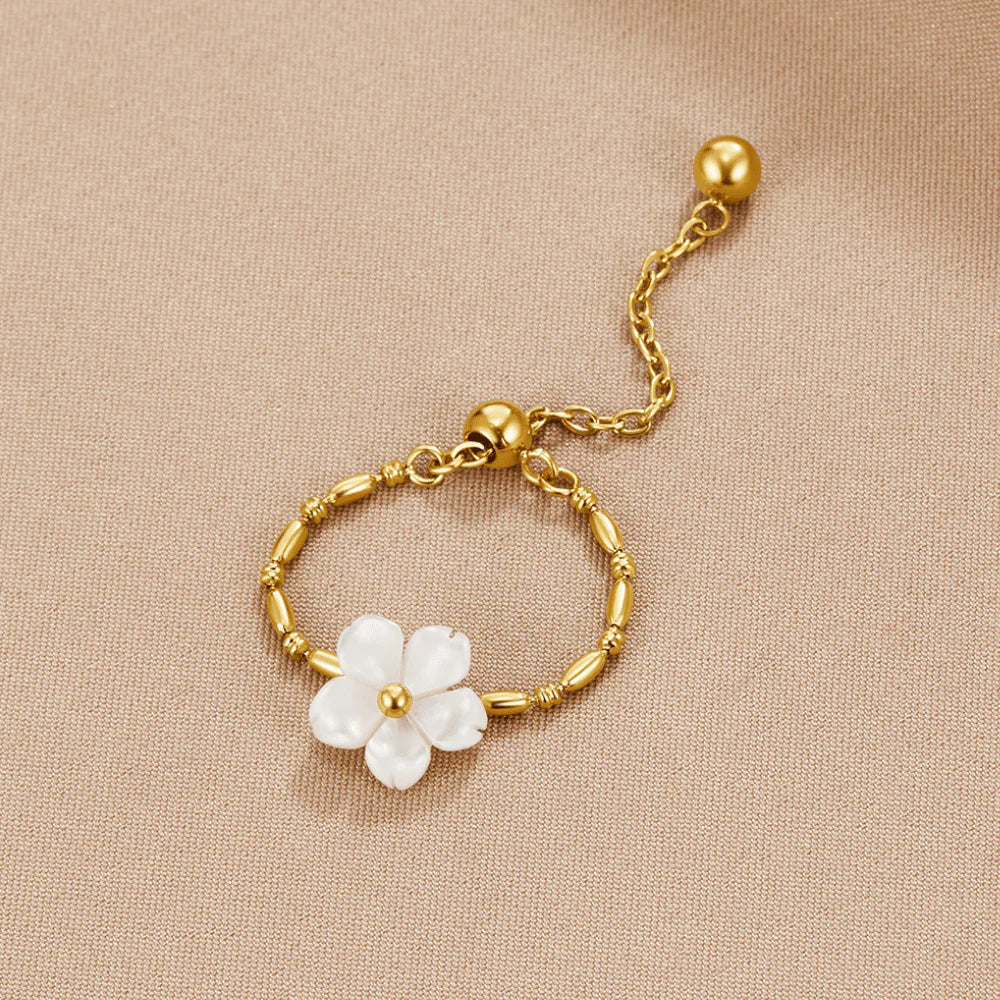 BLOOM WHITE RING | GOLD