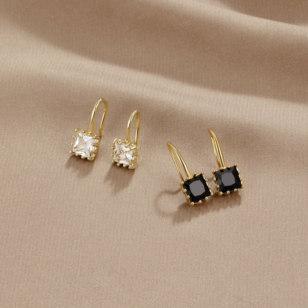 NINA BLACK EARRINGS | GOLD