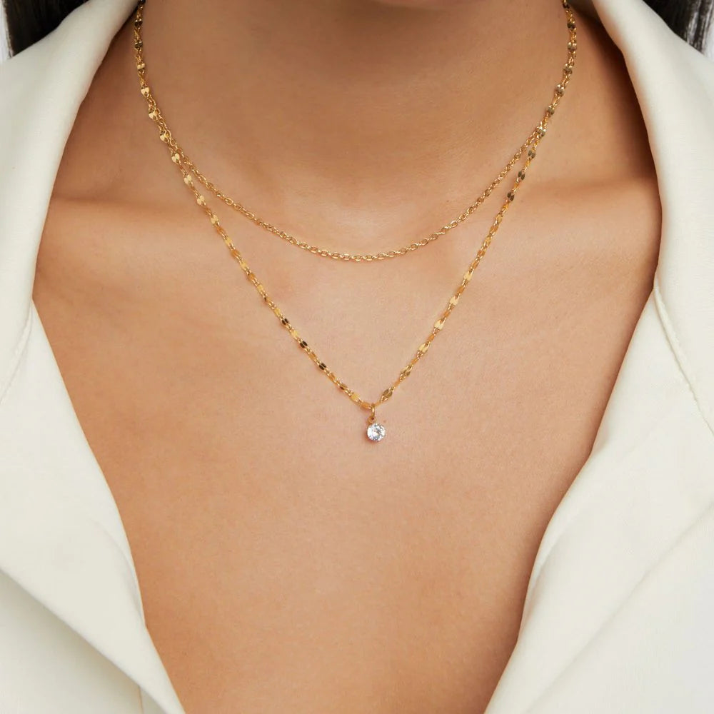 DIAMOND DOUBLE NECKLACE | GOLD