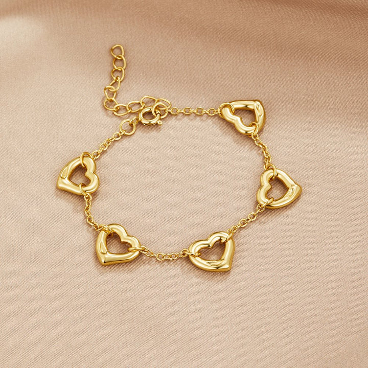 FIVE HEARTS BRACELET | GOLD